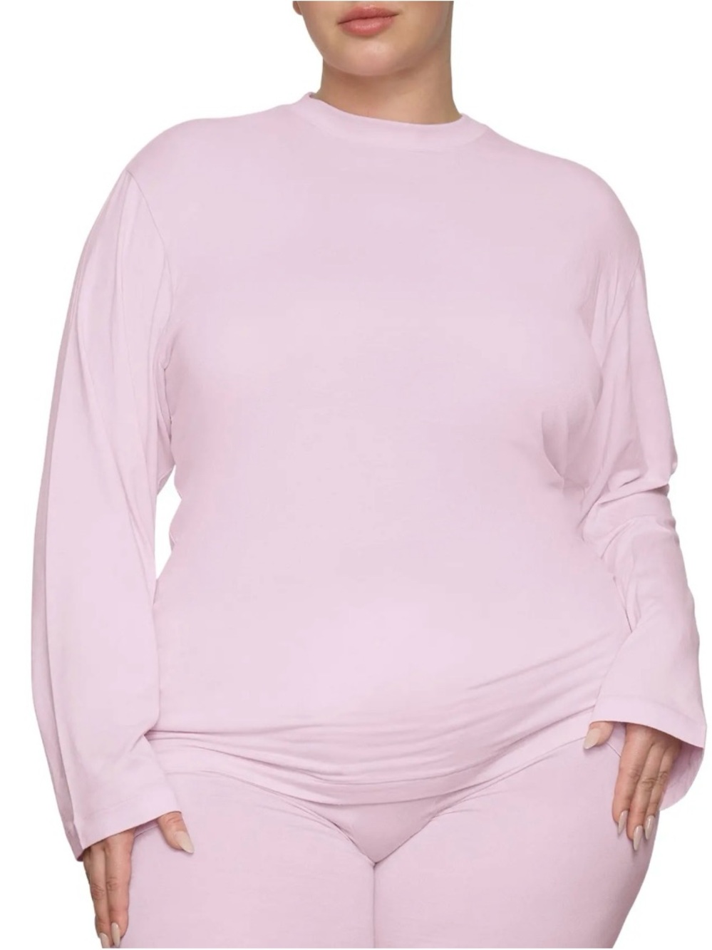 SKIMS Boyfriend Long Sleeve T-Shirt limited-edition colorway Cherry Blossom. 2X